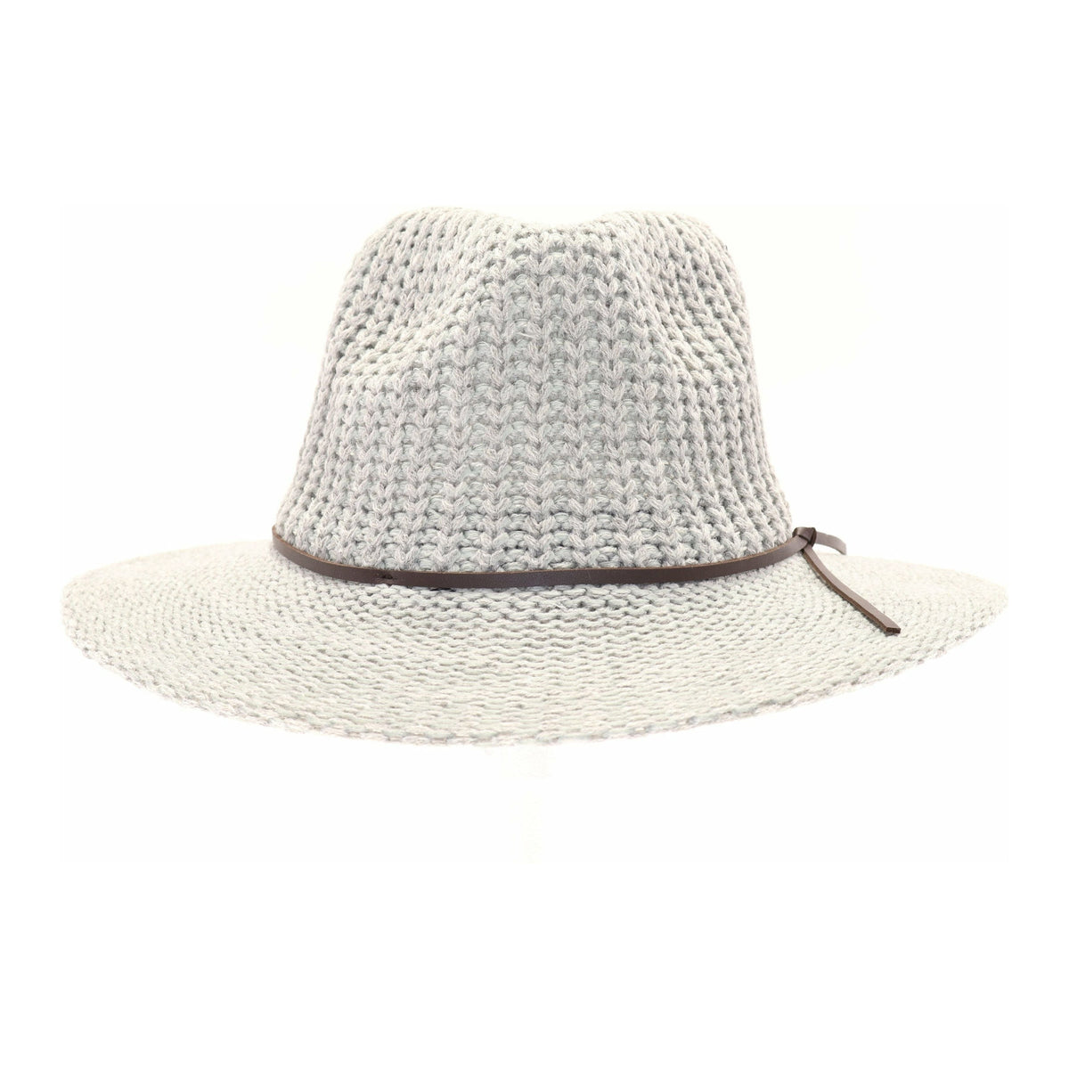 Knit Fedora Hat with Leather Cord KP007