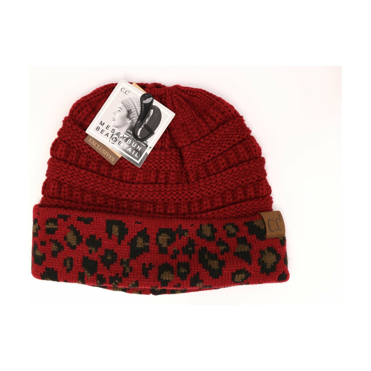 Matching Cuff Leopard Print CC Beanie Tail MB80