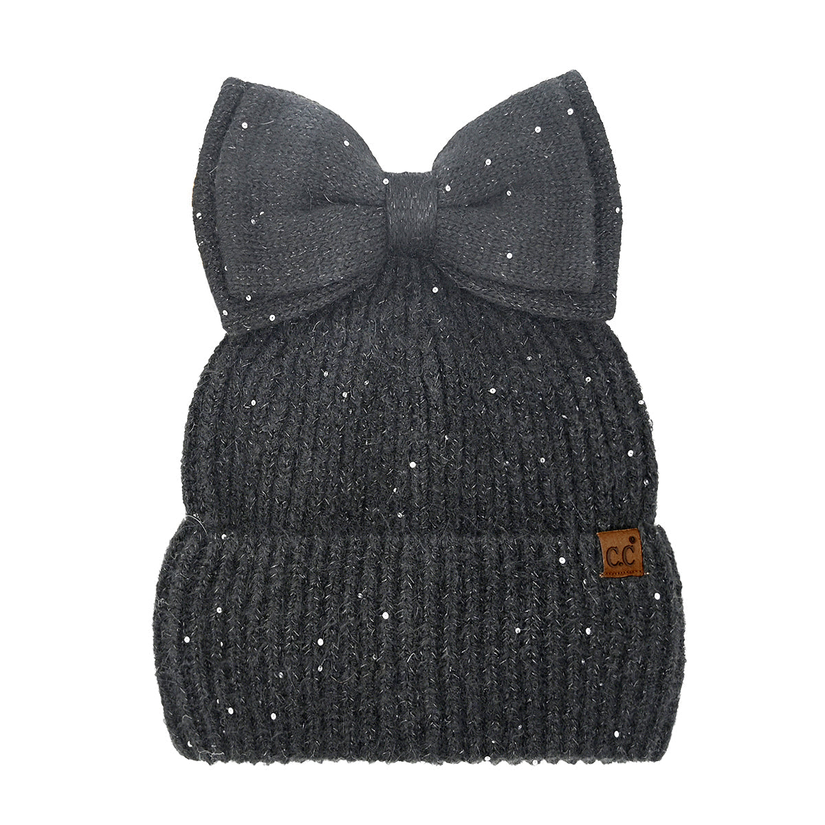 Sequin Bow Messy Bun C.C Beanie MBE0104