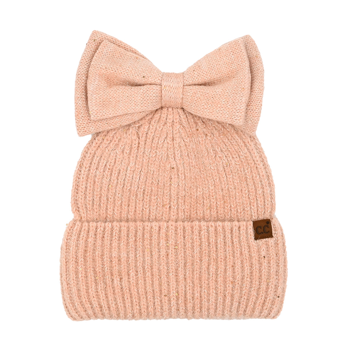 Sequin Bow Messy Bun C.C Beanie MBE0104