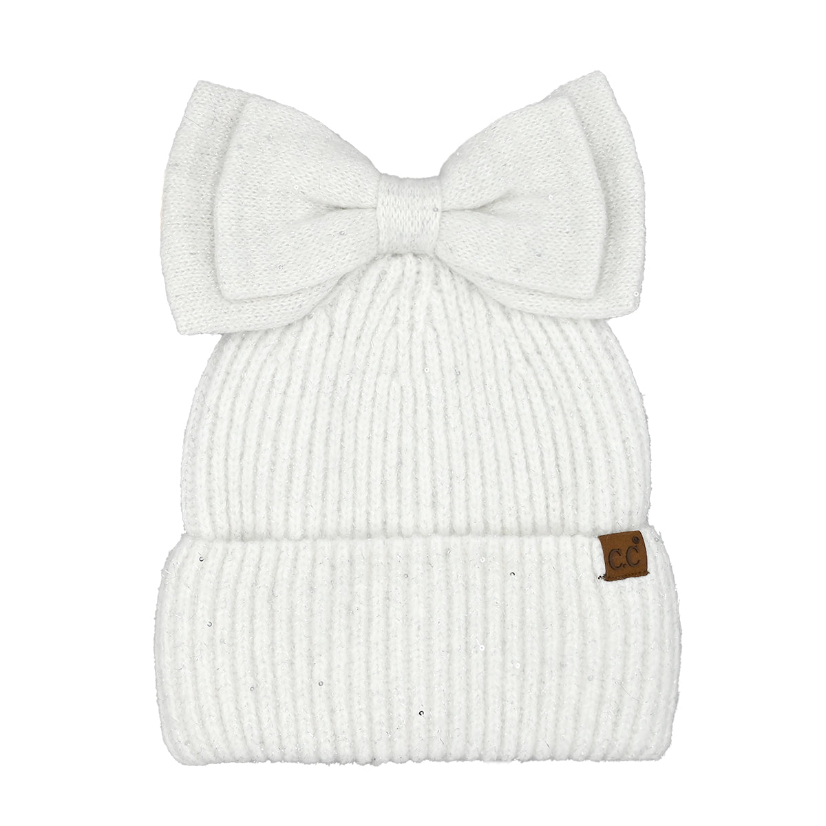 Sequin Bow Messy Bun C.C Beanie MBE0104