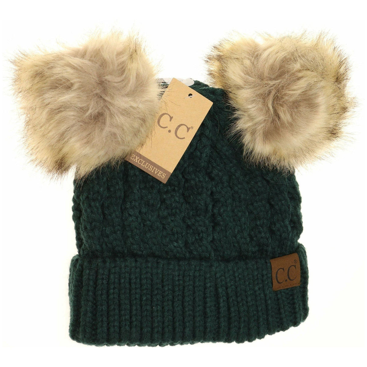 Cable Knit Double Pom Beanie HAT2055