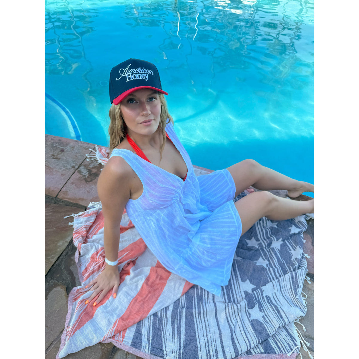 American Honey C.C Puff Embroidered Trucker Hat TCM0019