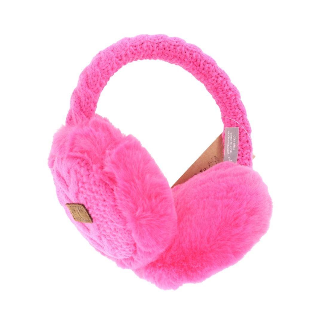 Cable Knit Faux Fur Earmuff EM3661