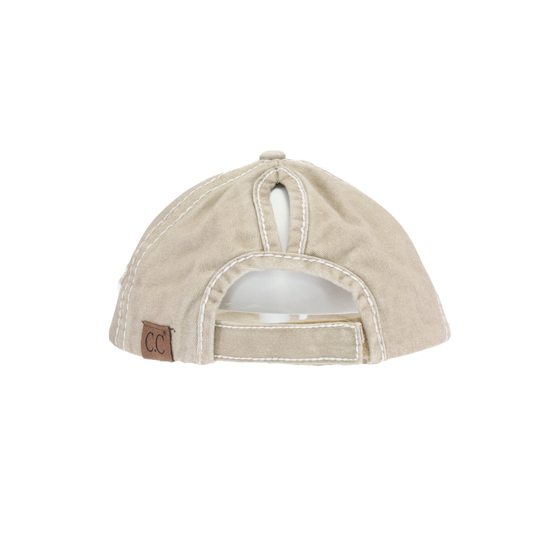 Distressed High Pony Cap with Glitter Star BT14