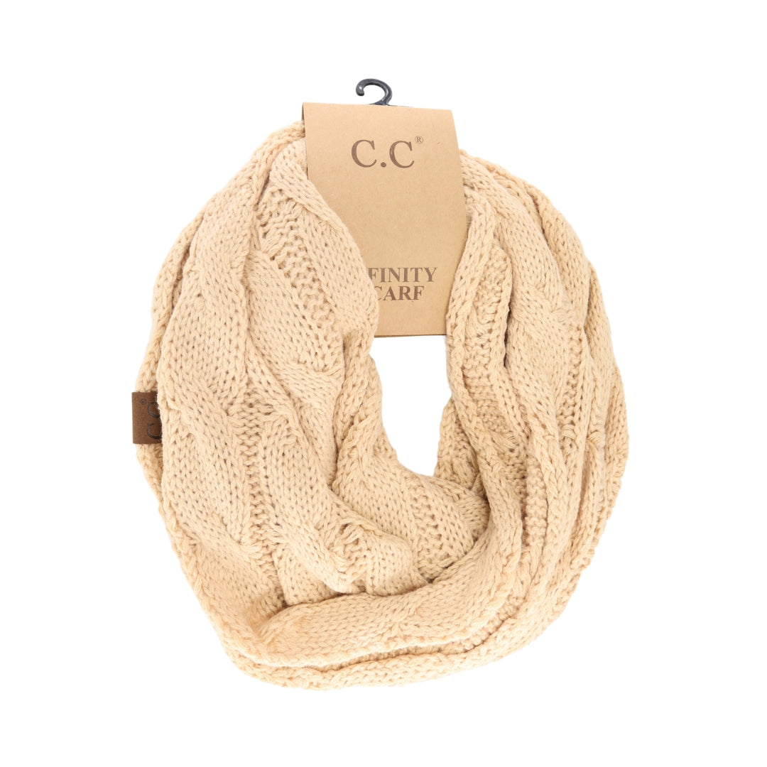 Solid Cable Knit CC Infinity Scarf SF800