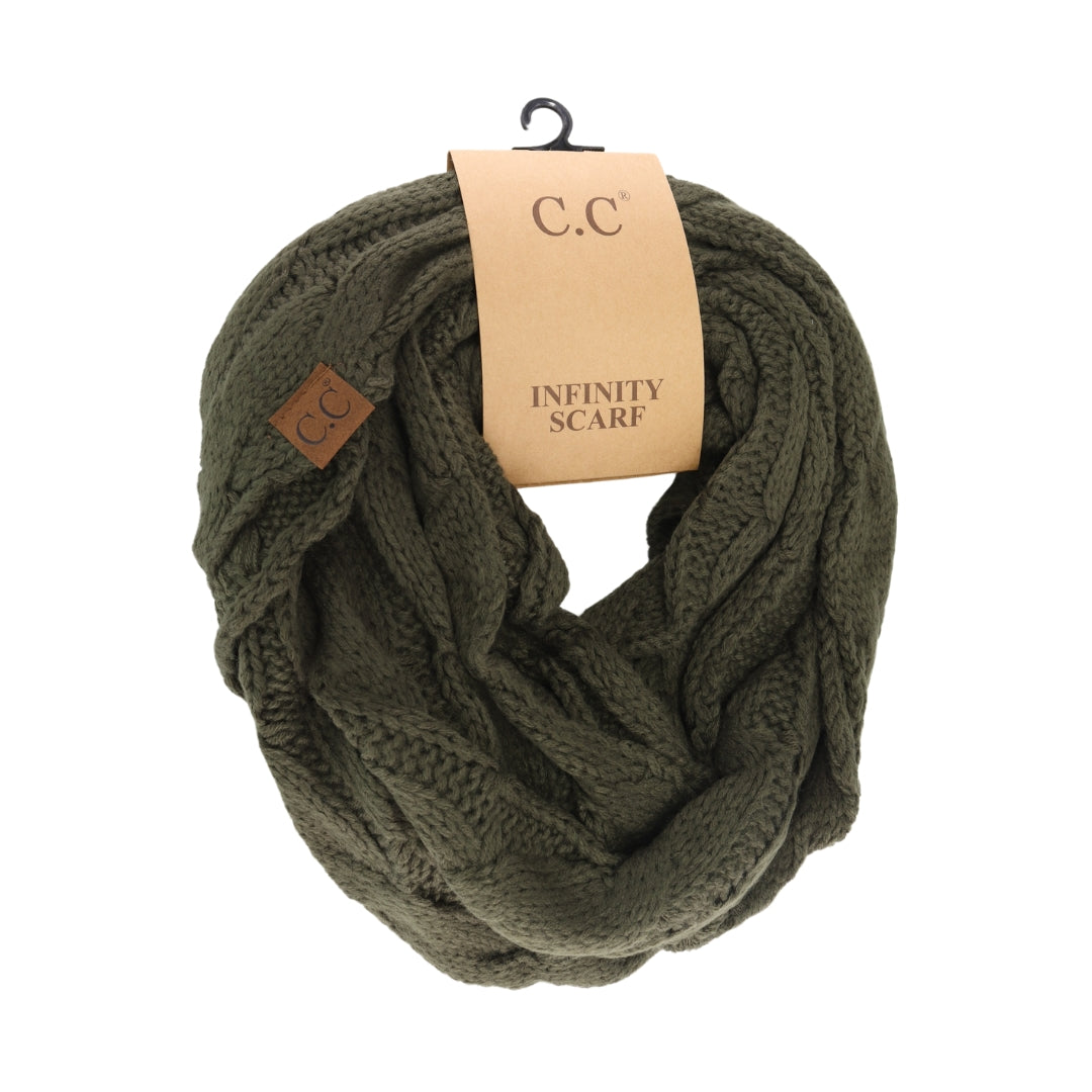 Solid Cable Knit CC Infinity Scarf SF800