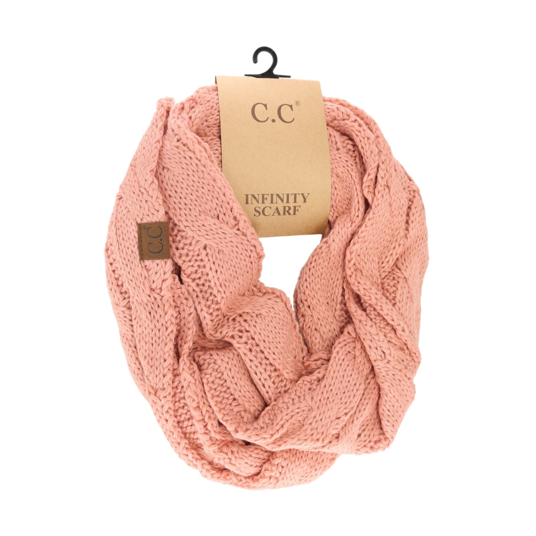 Solid Cable Knit CC Infinity Scarf SF800