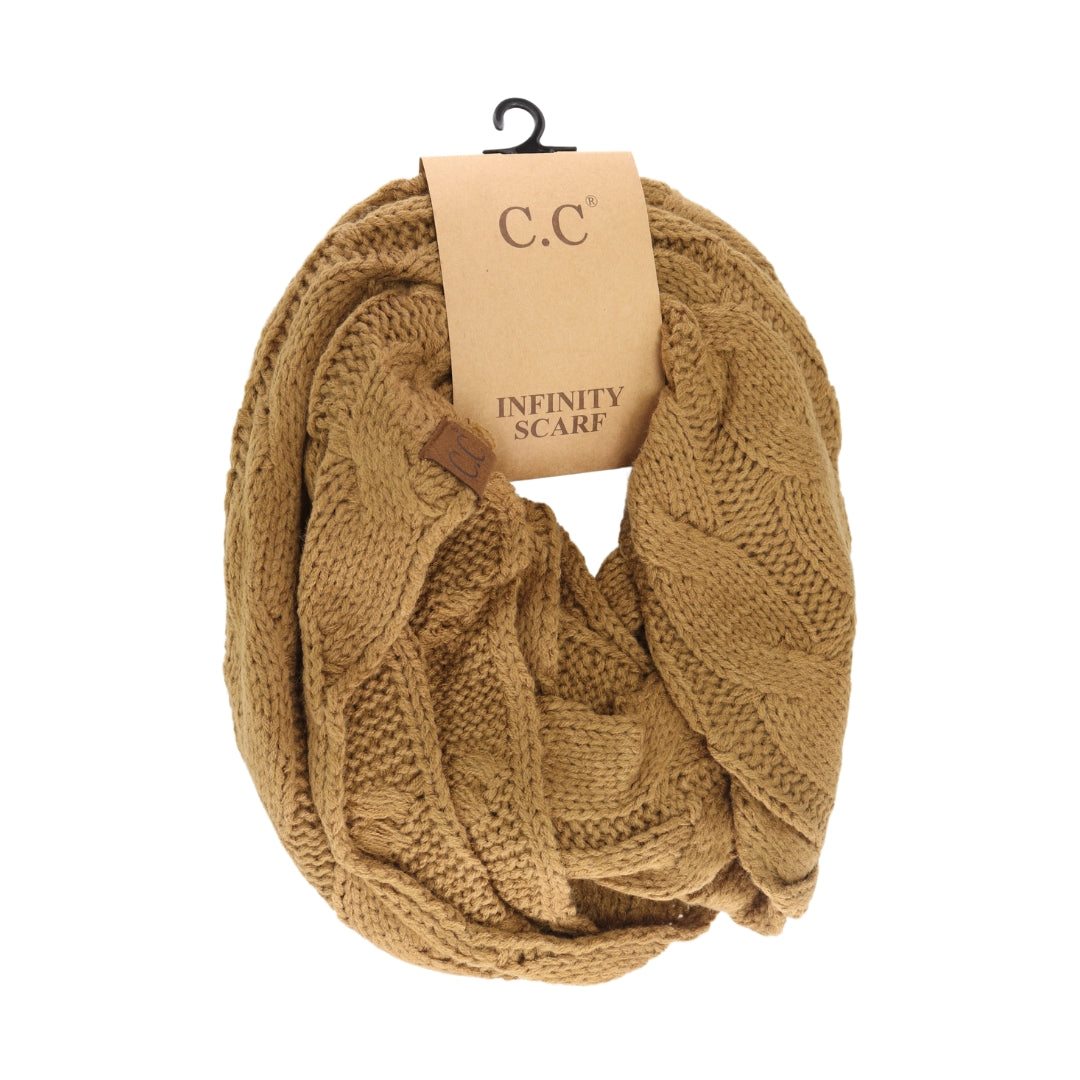 Solid Cable Knit CC Infinity Scarf SF800