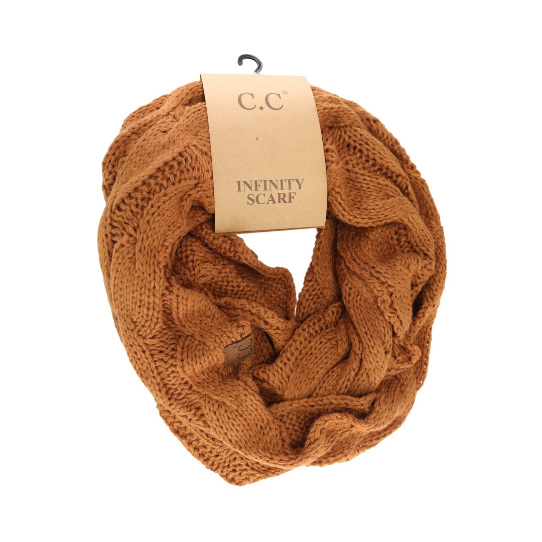 Solid Cable Knit CC Infinity Scarf SF800