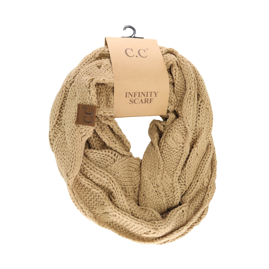 Solid Cable Knit CC Infinity Scarf SF800