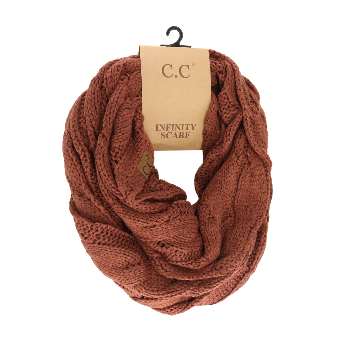 Solid Cable Knit CC Infinity Scarf SF800