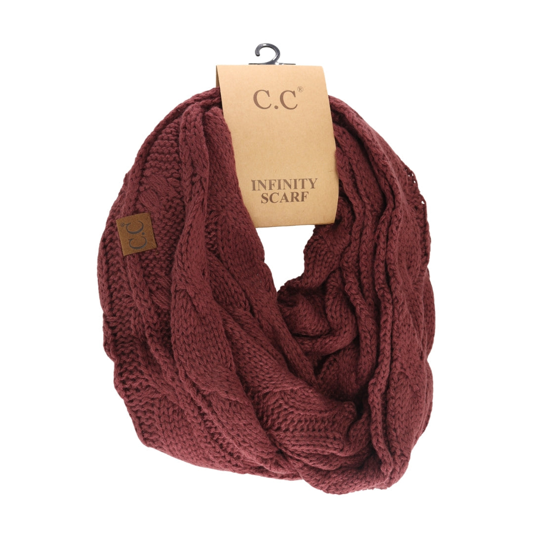 Solid Cable Knit CC Infinity Scarf SF800