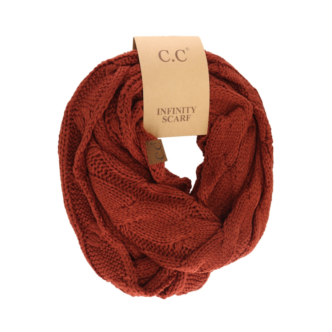 Solid Cable Knit CC Infinity Scarf SF800