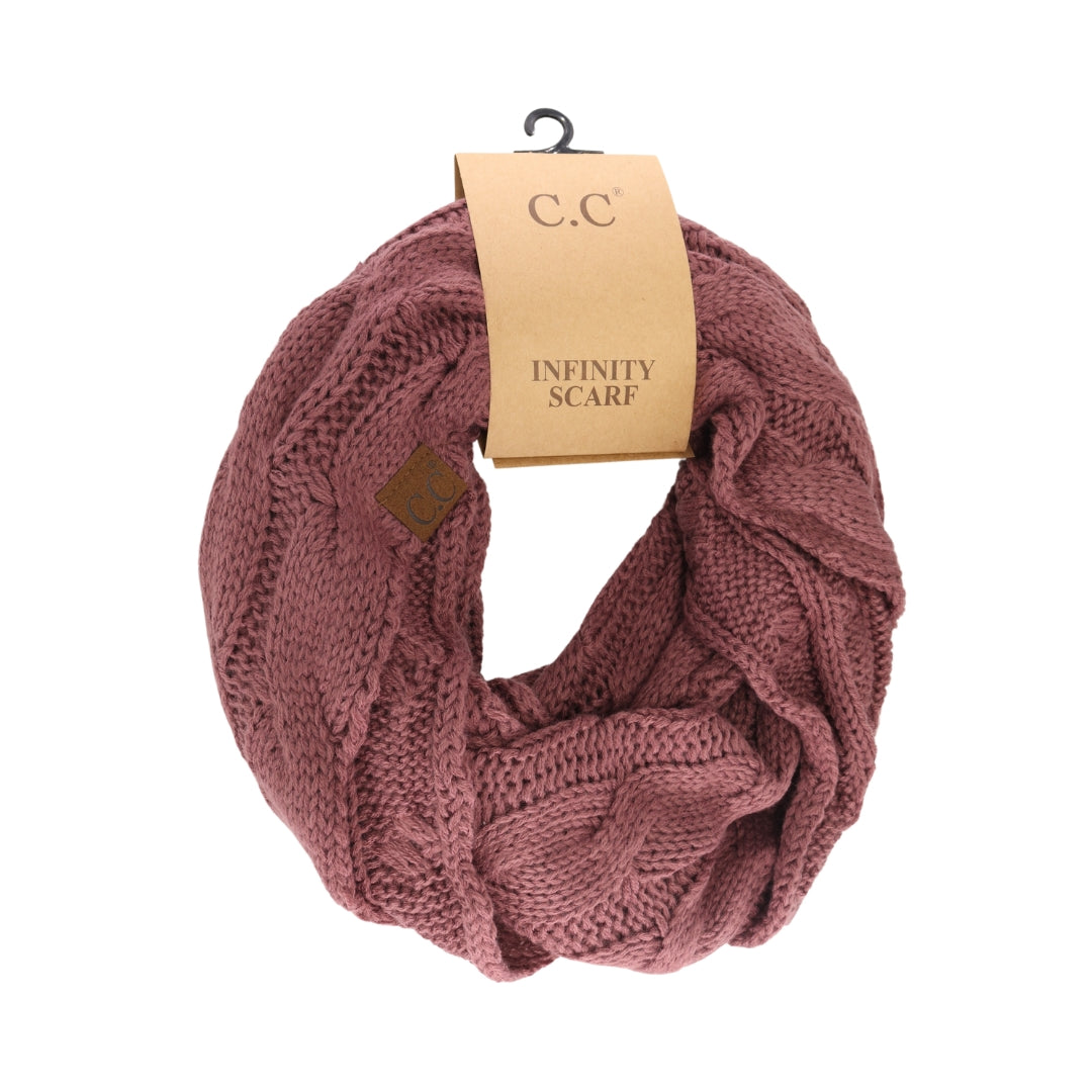 Solid Cable Knit CC Infinity Scarf SF800