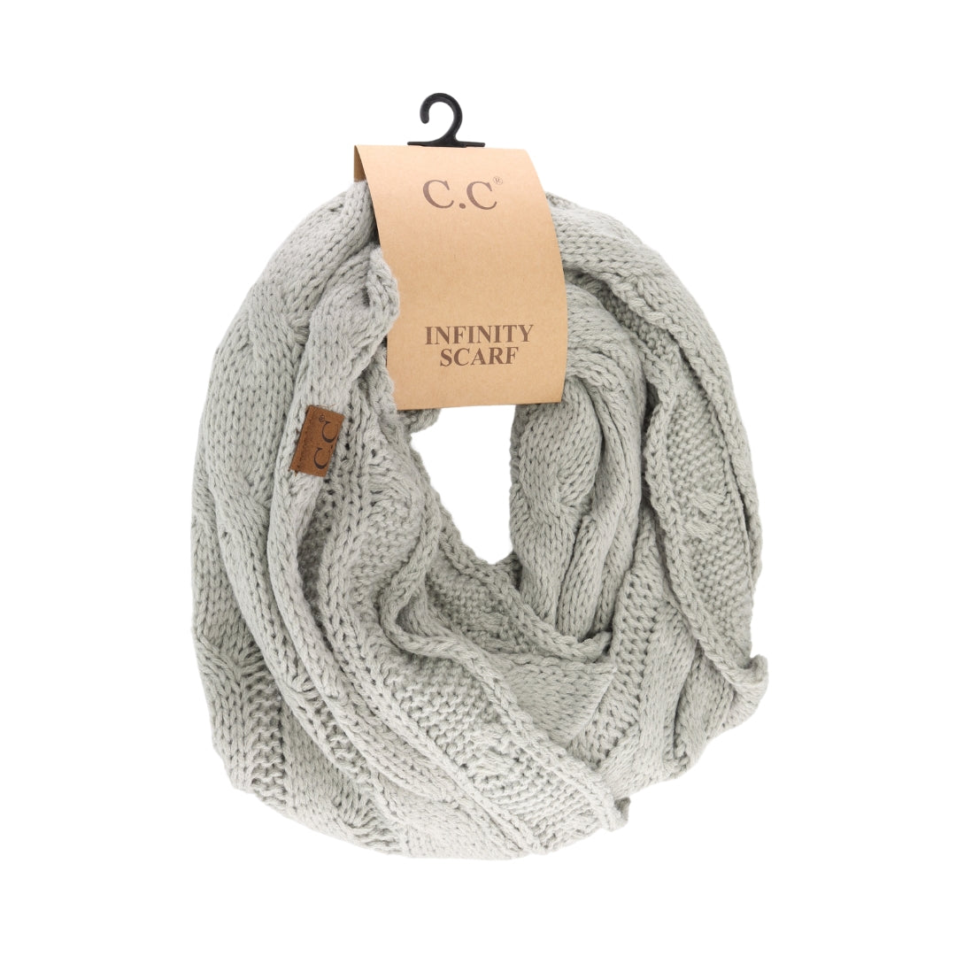 Solid Cable Knit CC Infinity Scarf SF800