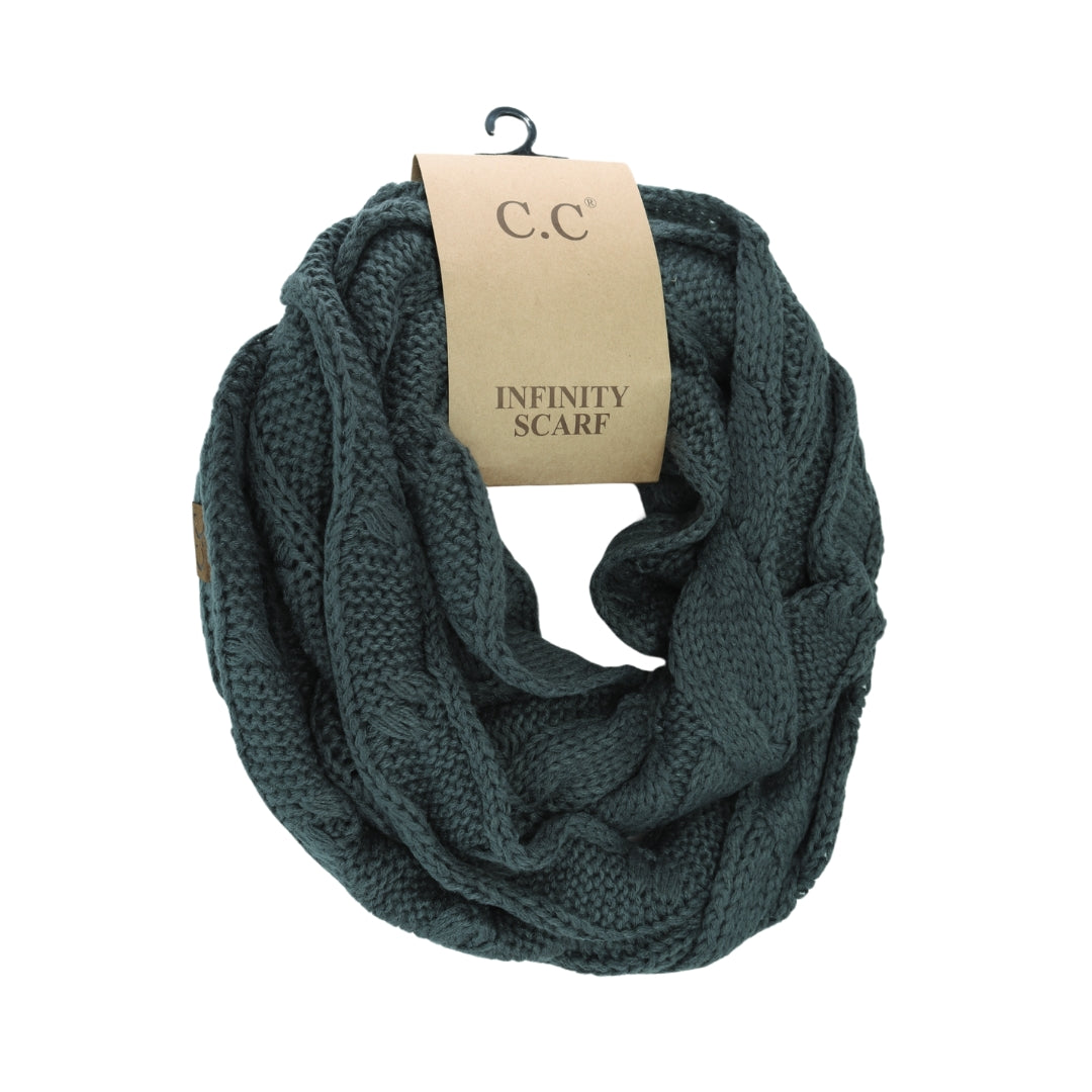 Solid Cable Knit CC Infinity Scarf SF800