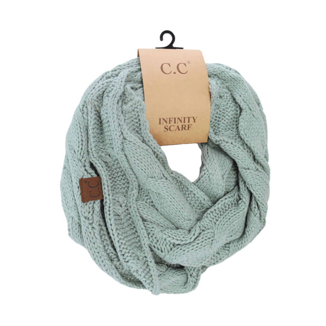 Solid Cable Knit CC Infinity Scarf SF800