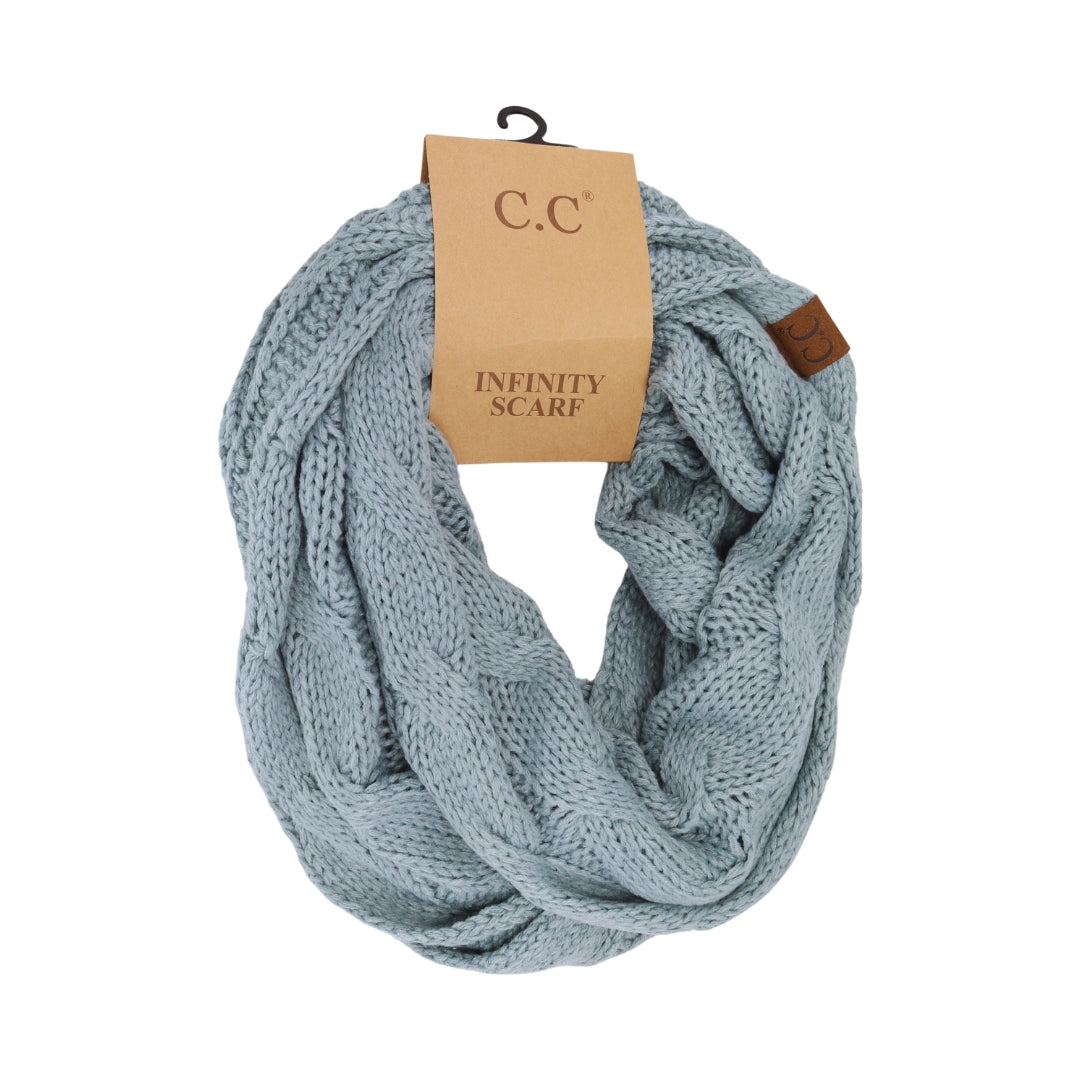 Solid Cable Knit CC Infinity Scarf SF800