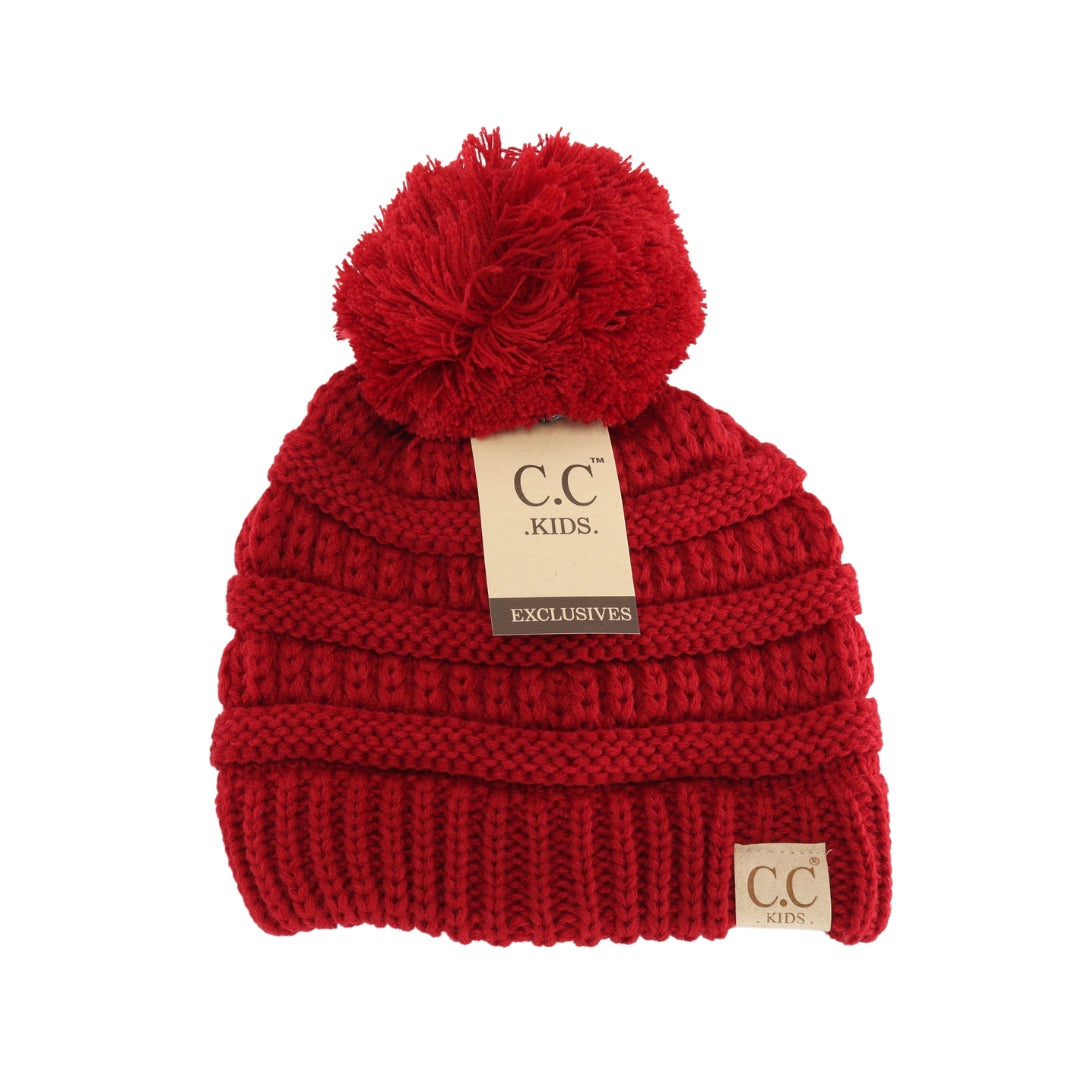 Kids Solid Pom CC Beanies YJ847POM