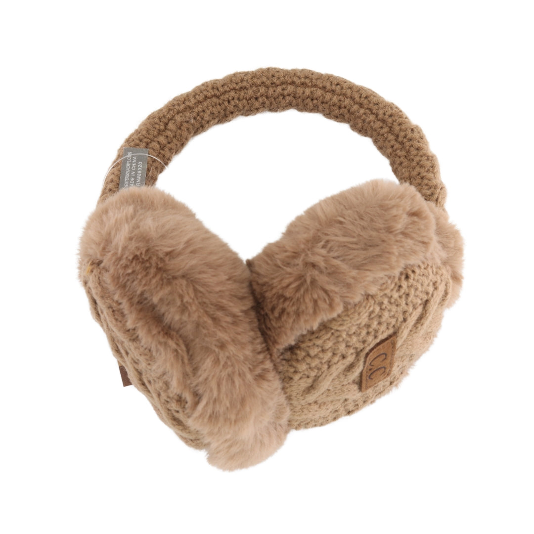 Cable Knit Faux Fur Earmuff EM3661