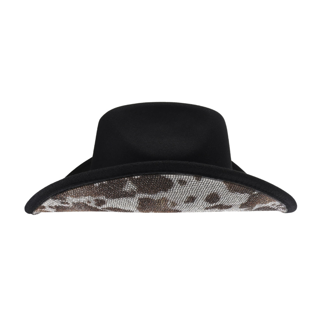 Texhoma Cow Print Rhinestone Vegan Felt Cowboy Hat VCC0083