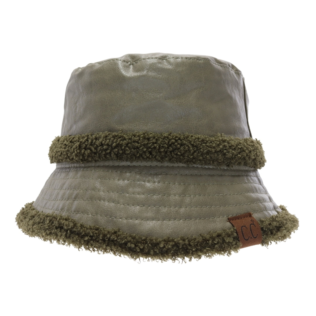 Soft Faux Leather Shearling C.C Bucket Hat BK3830