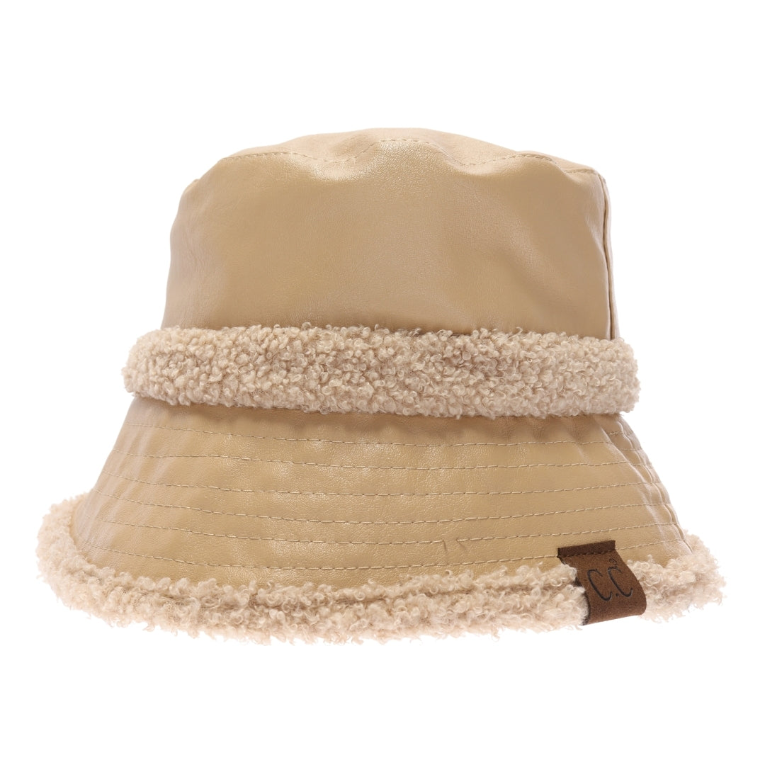 Soft Faux Leather Shearling C.C Bucket Hat BK3830