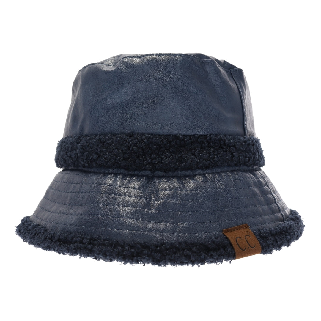 Soft Faux Leather Shearling C.C Bucket Hat BK3830