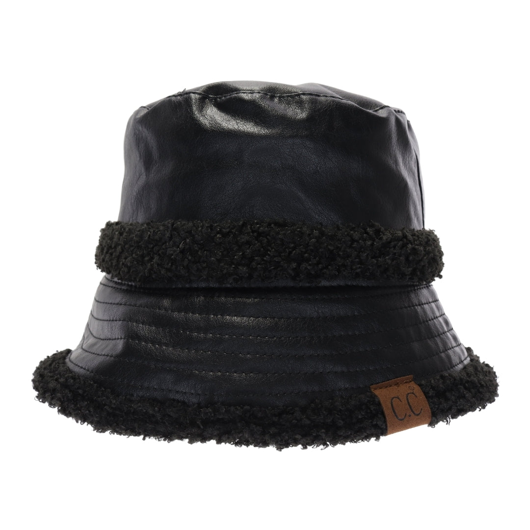 Soft Faux Leather Shearling C.C Bucket Hat BK3830