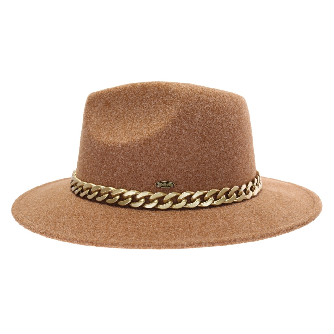 Chain Trim Vegan Fabric C.C Panama HAT WF1