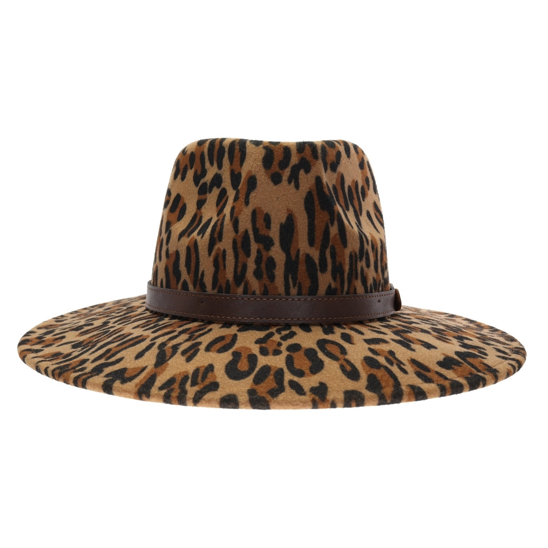 Leopard Vegan Fabric C.C Panama Hat WF6