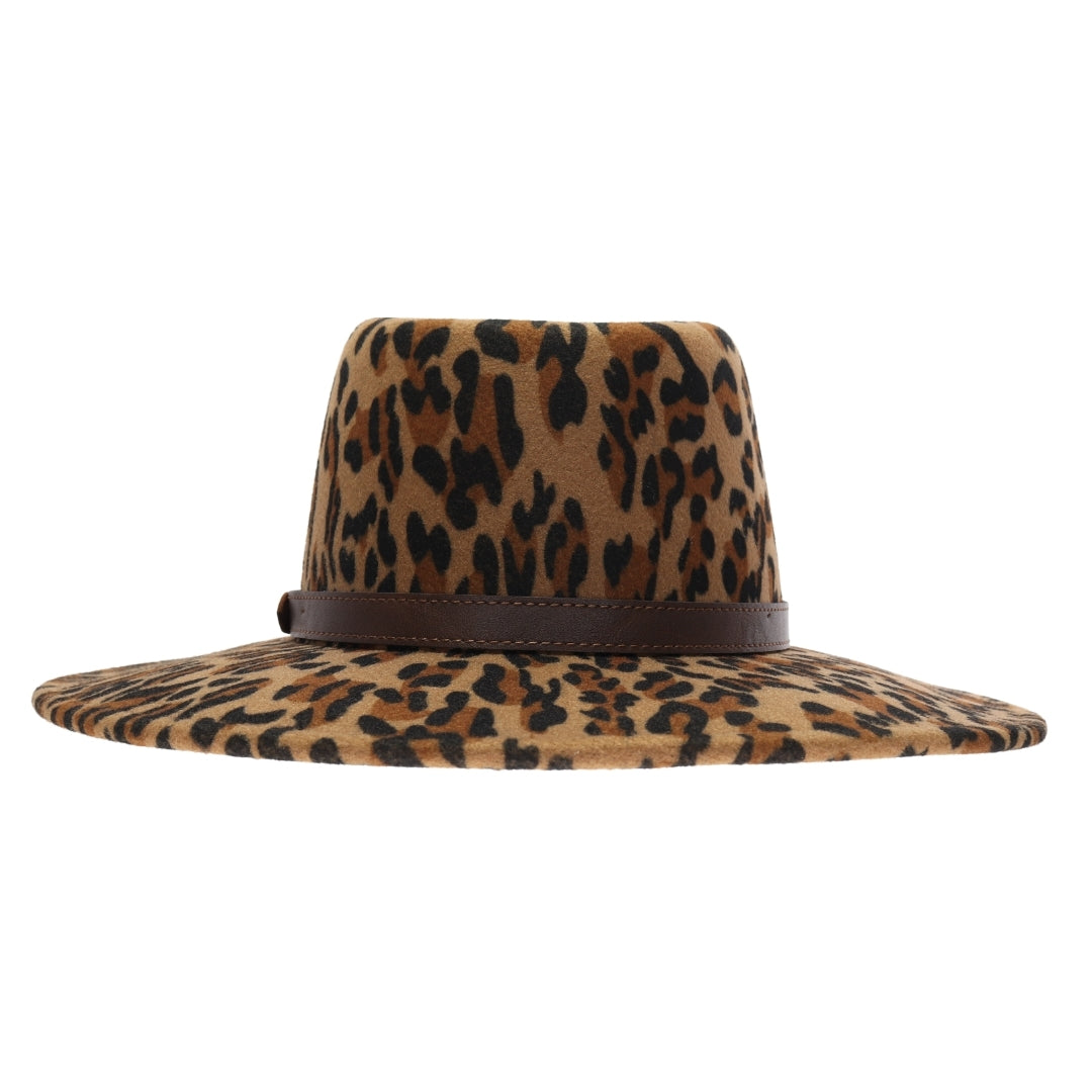 Leopard Vegan Fabric C.C Panama Hat WF6