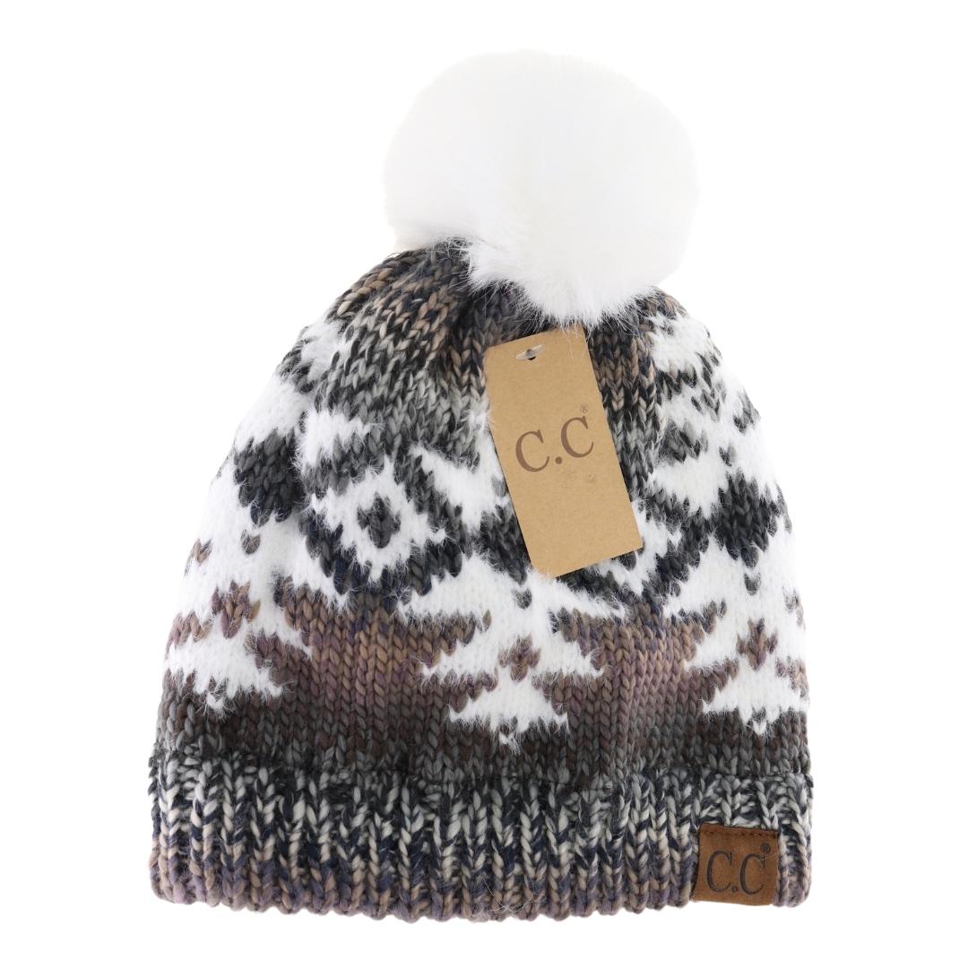 Ombre Aztec Faux Fur Pom C.C Beanie HAT2093