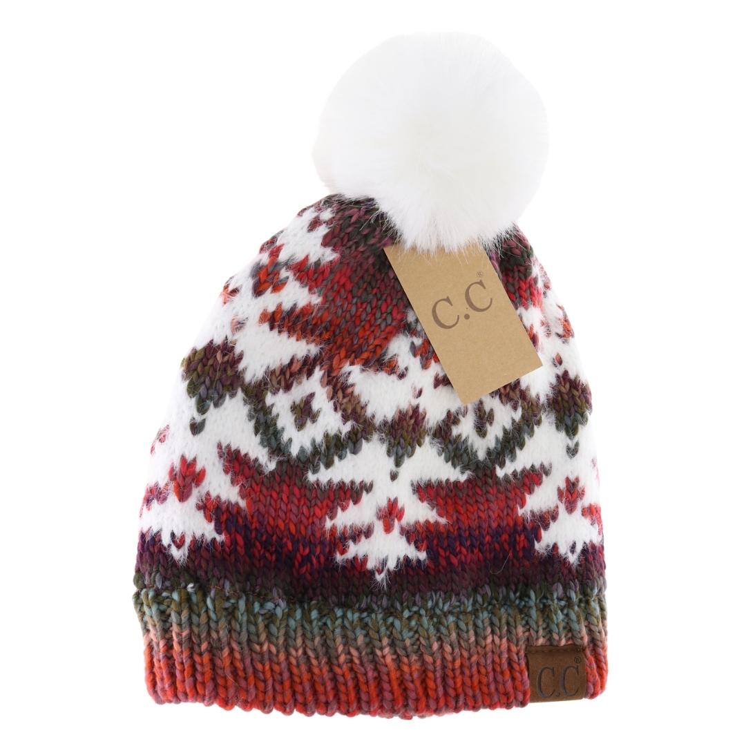 Ombre Aztec Faux Fur Pom C.C Beanie HAT2093