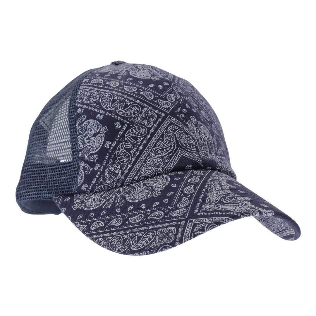 Paisley Bandana Mesh Back Criss Cross High Pony Ball Cap BT1010