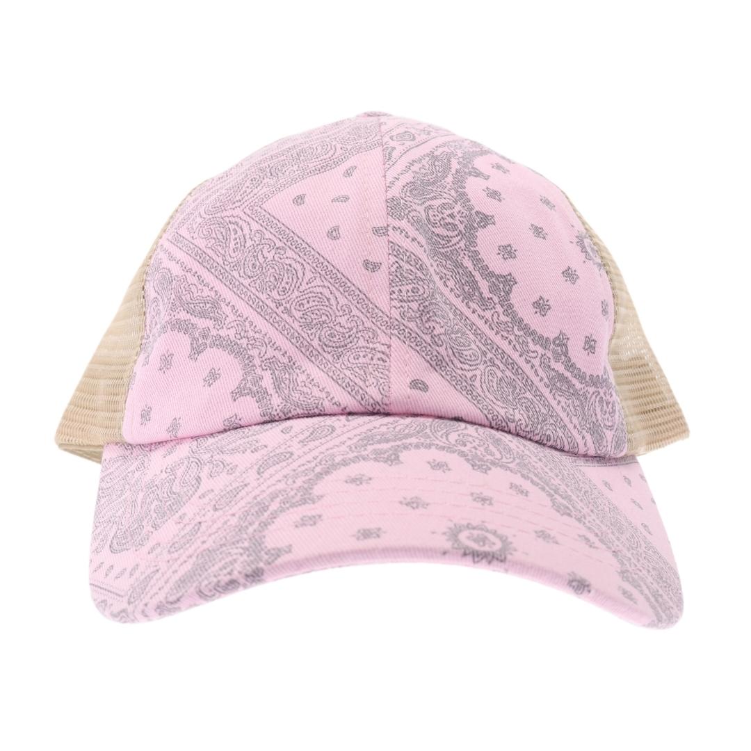 Paisley Bandana Mesh Back Criss Cross High Pony Ball Cap BT1010