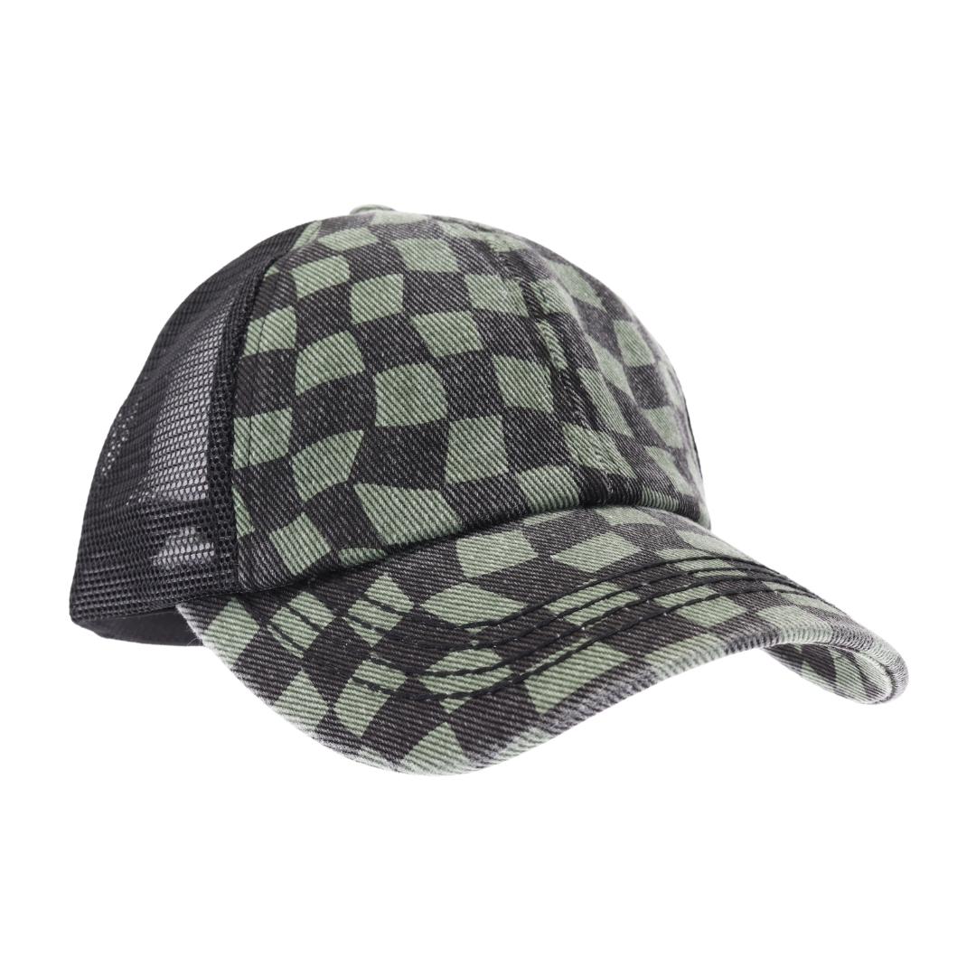 Checkered Mesh Criss Cross High Pony C.C Ball Cap BT1008