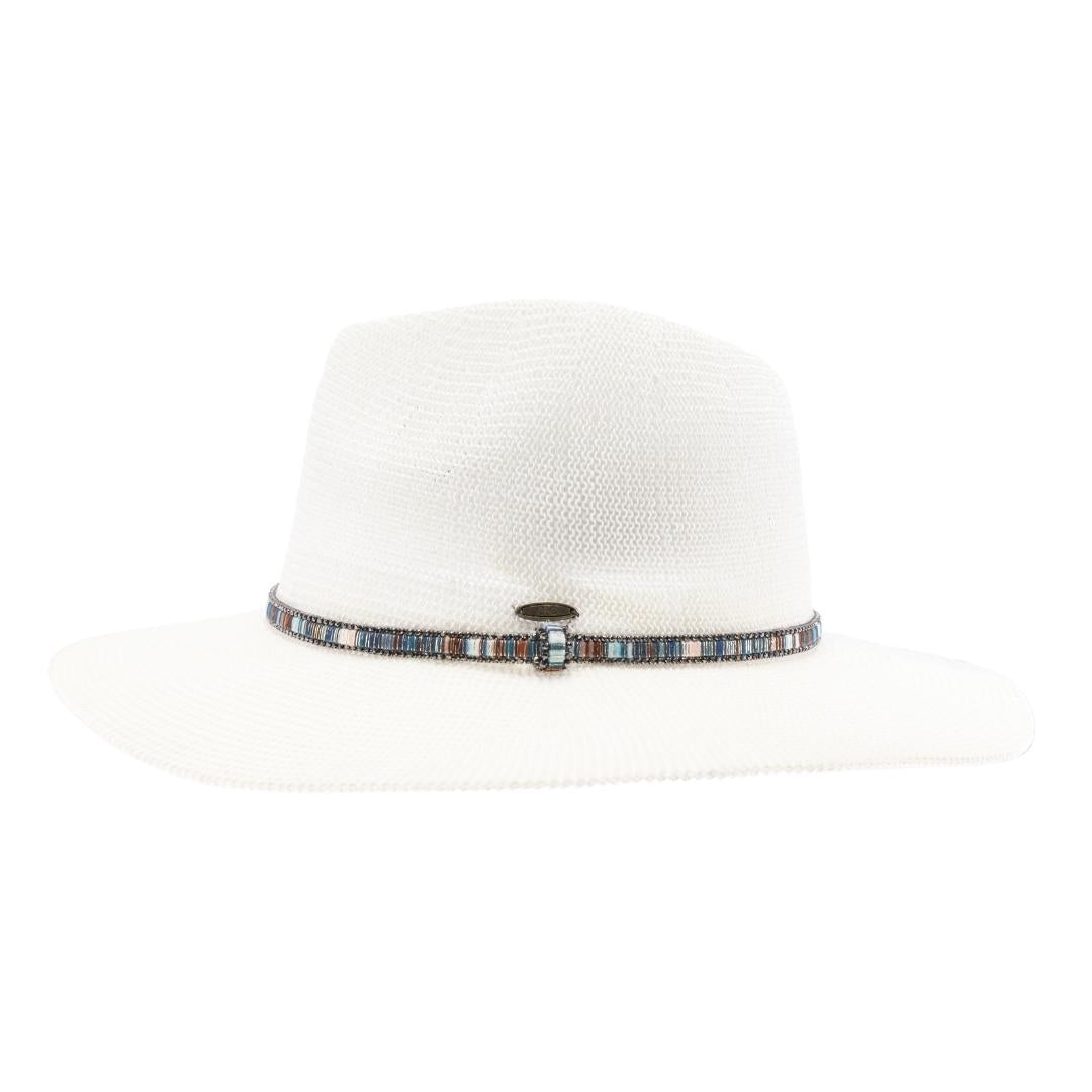 Knit Multi Thread Rhinestone Band Panama Hat KP014