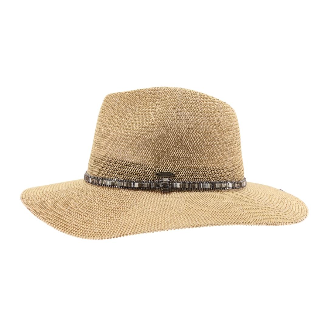 Knit Multi Thread Rhinestone Band Panama Hat KP014