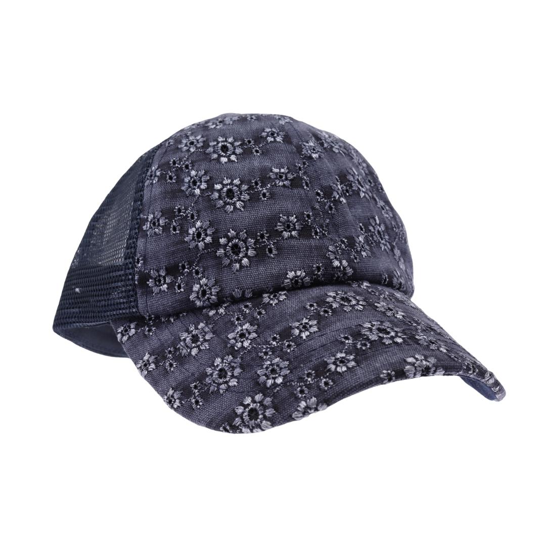 Eyelet Embroidered Criss Cross High Pony C.C Ball Cap BT1011