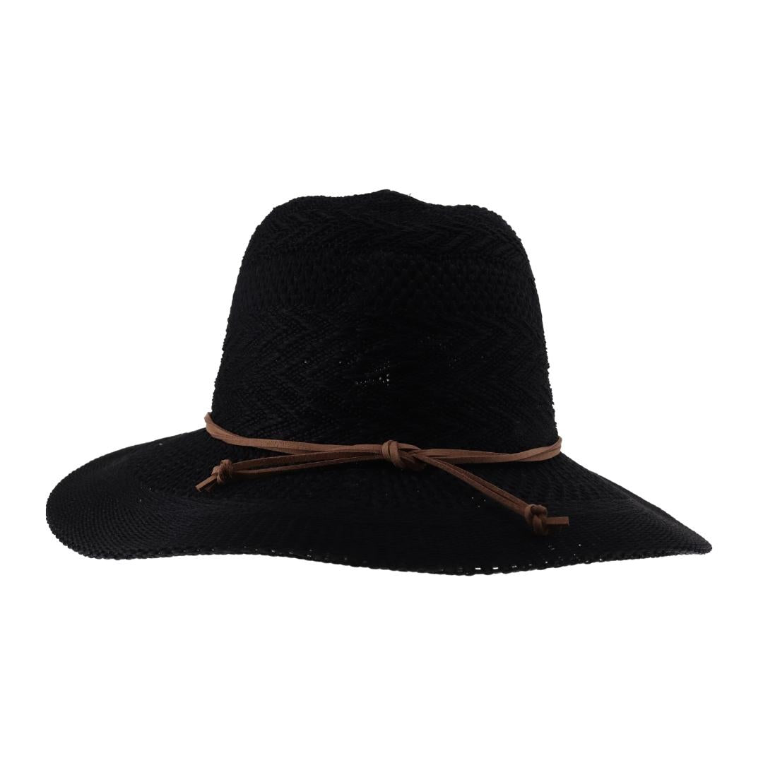 Knit Multi-Pattern C.C Panama Hat with Suede Cord KP015