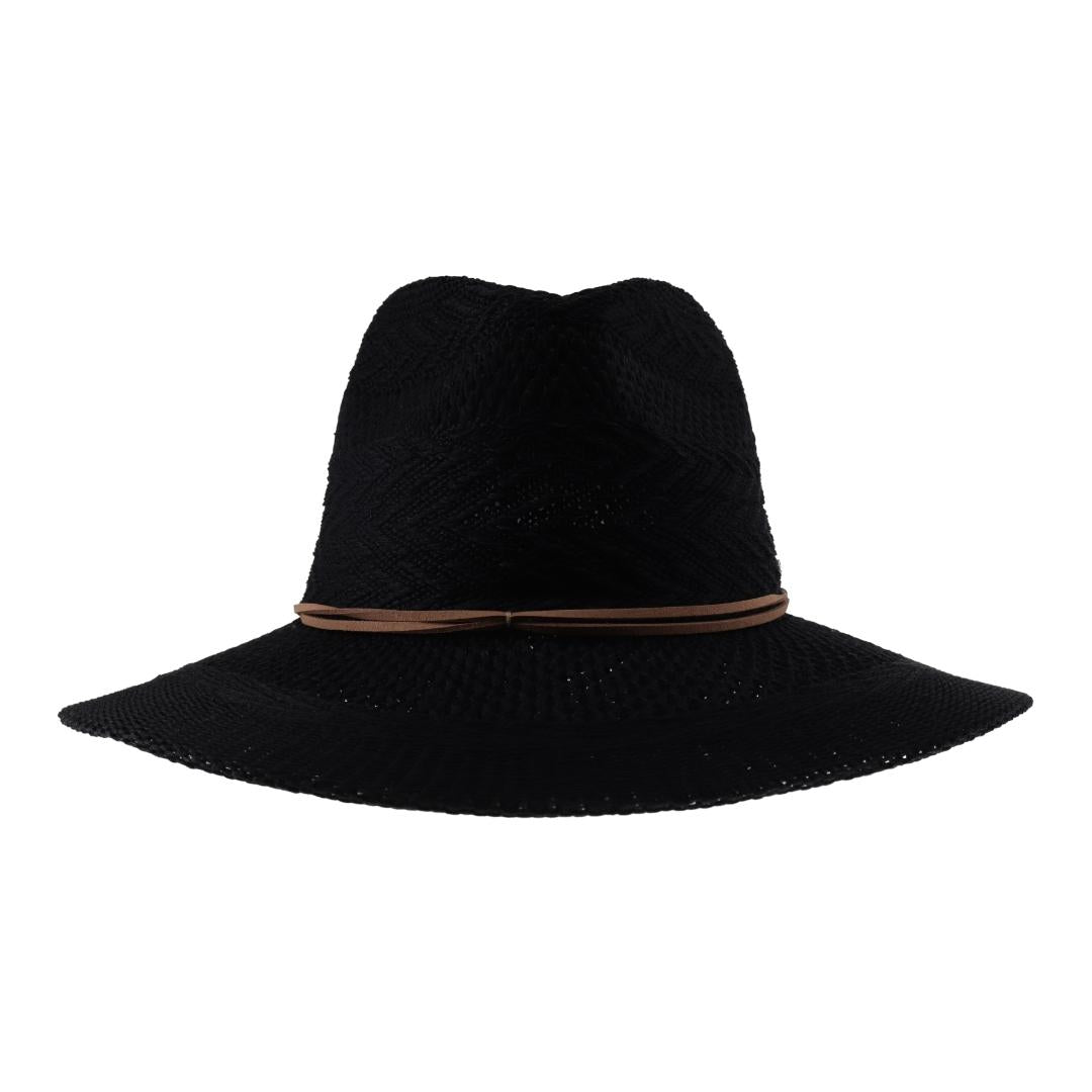 Knit Multi-Pattern C.C Panama Hat with Suede Cord KP015