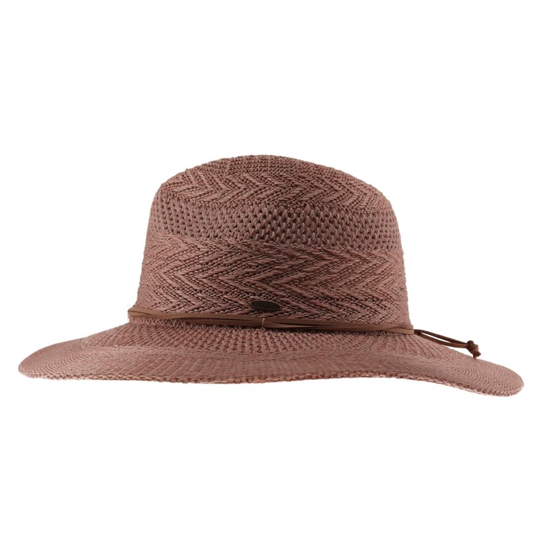 Knit Multi-Pattern C.C Panama Hat with Suede Cord KP015