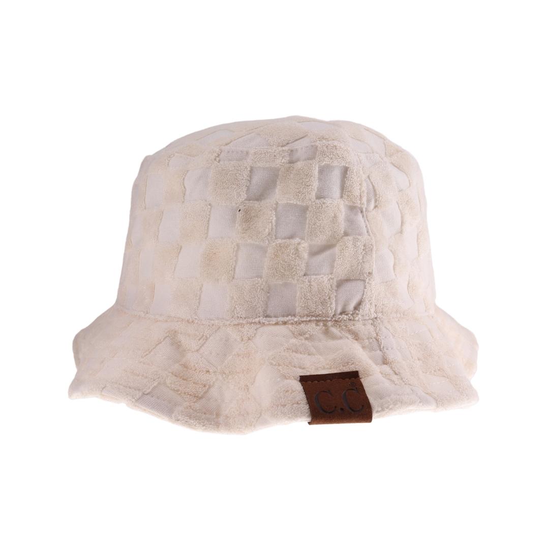 Checkered Pattern Terry Cloth C.C Bucket Hat KB004