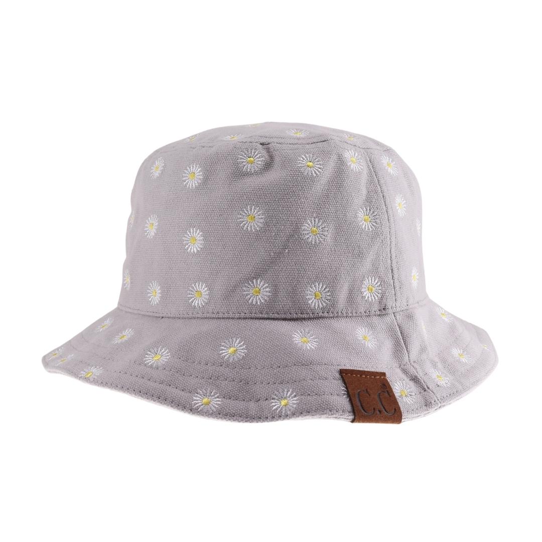 Daisy Embroidered Cotton Canvas C.C Bucket Hat KB005