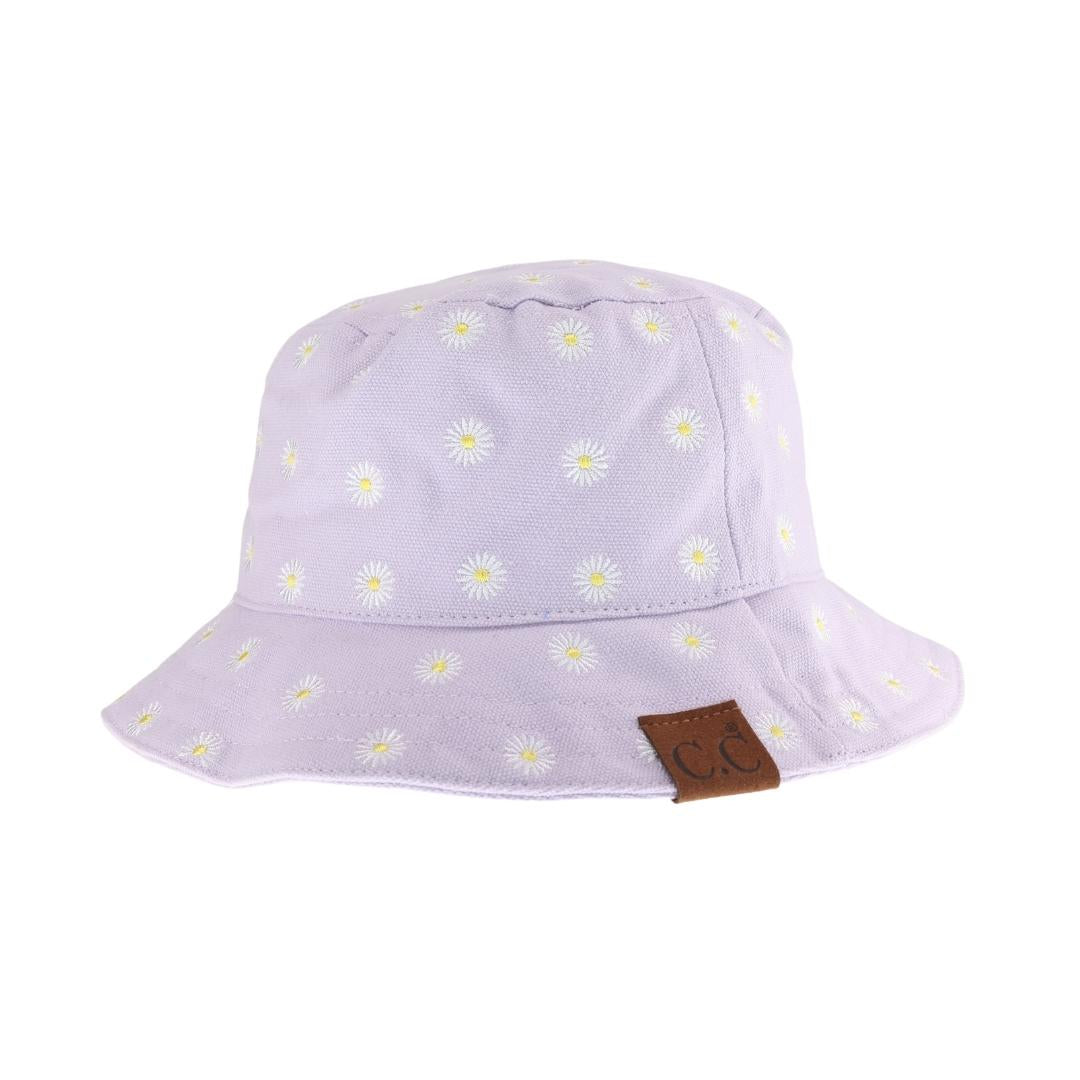 Daisy Embroidered Cotton Canvas C.C Bucket Hat KB005