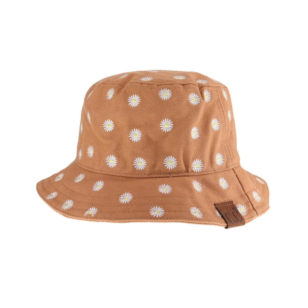 Daisy Embroidered Cotton Canvas C.C Bucket Hat KB005