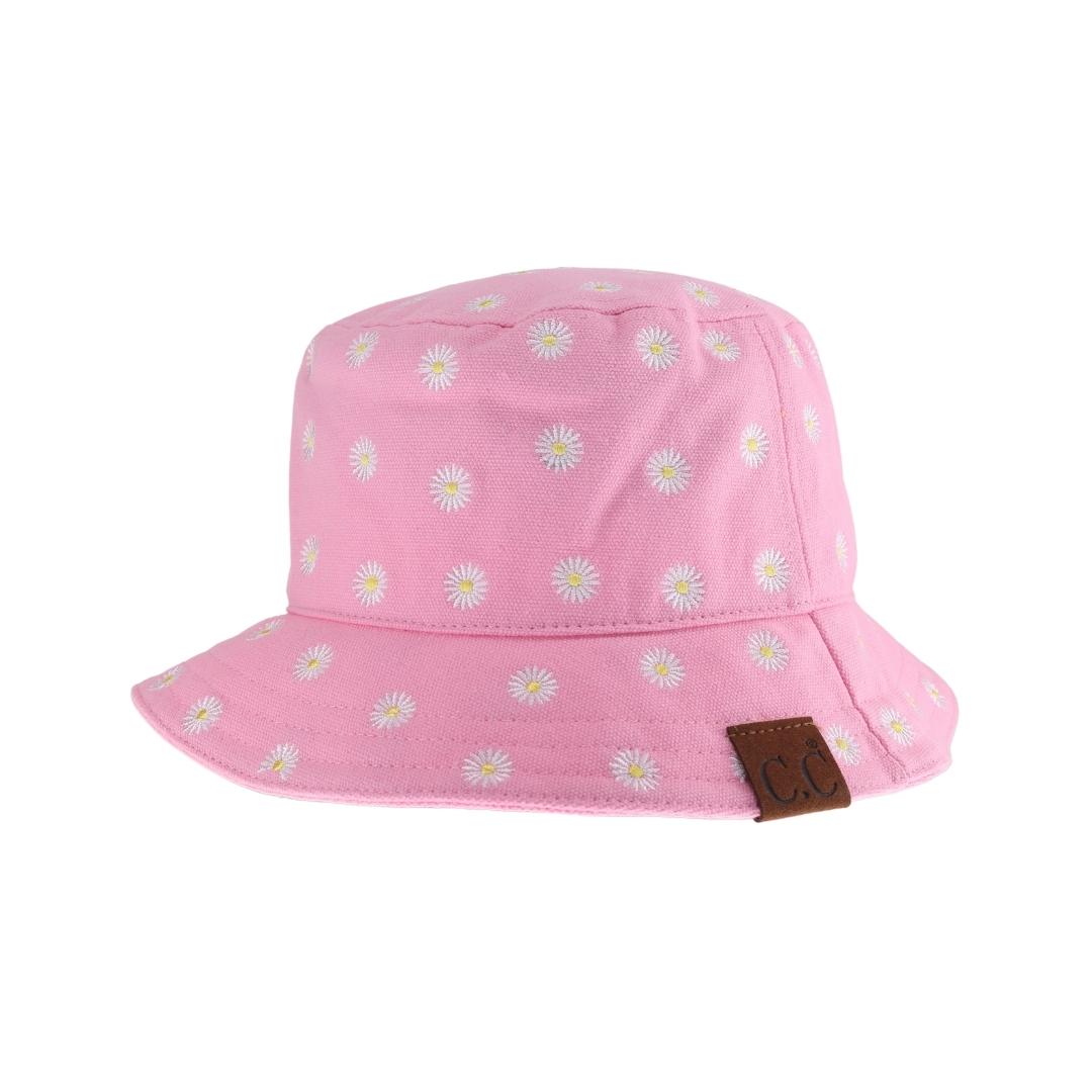 Daisy Embroidered Cotton Canvas C.C Bucket Hat KB005