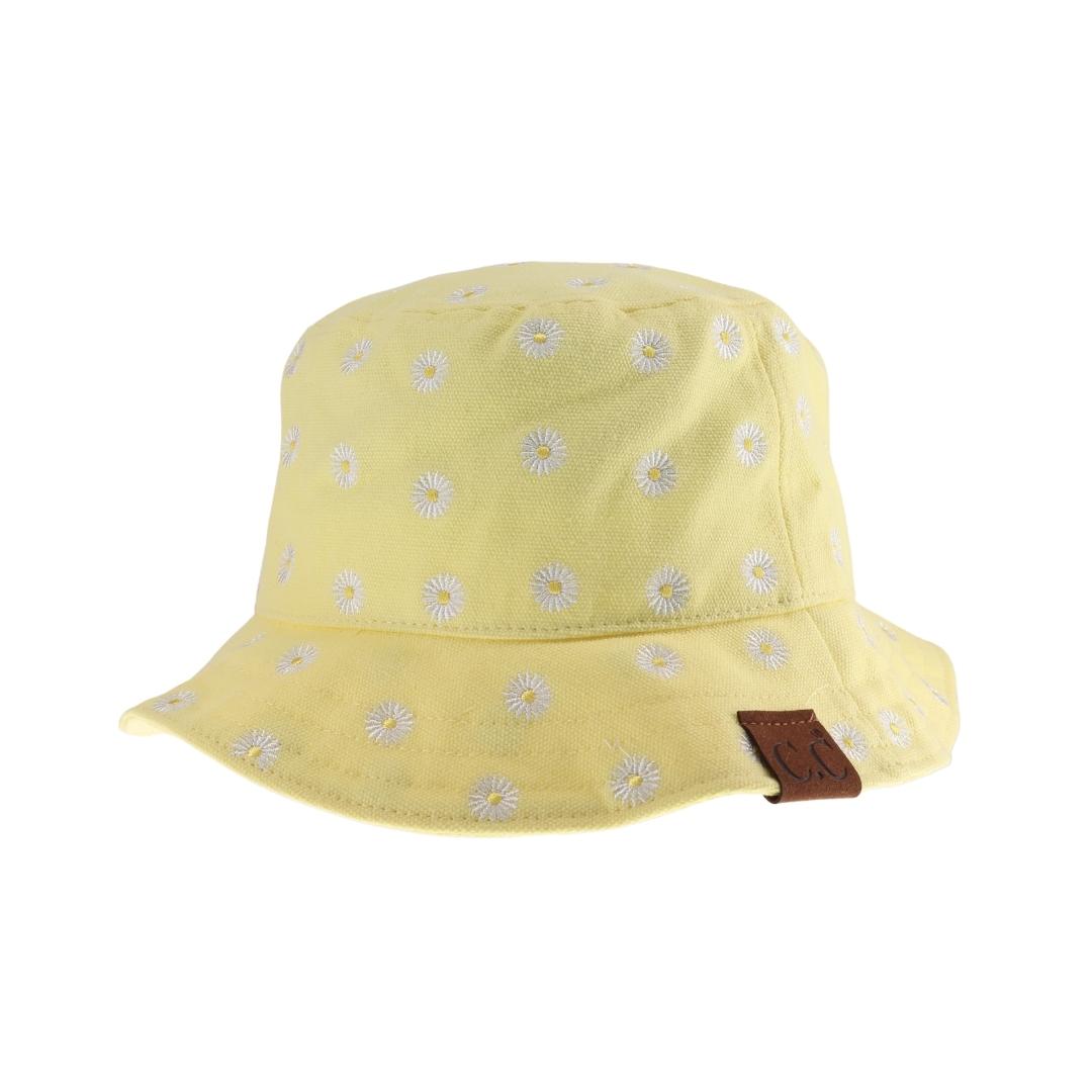 Daisy Embroidered Cotton Canvas C.C Bucket Hat KB005